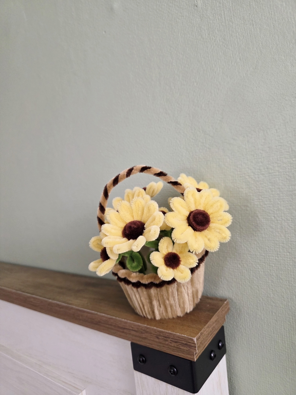 Handcrafted Yellow Felt Flower Basket - Home Accents